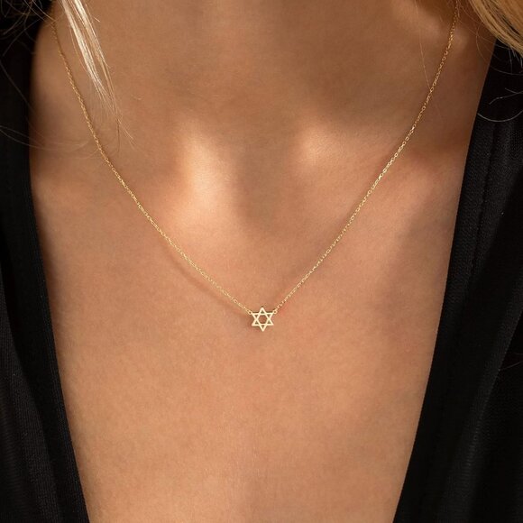 ⚡Gold Star of David Necklace for Women Men Minimalist Jewish Symbol Jewelry Gift - Picture 2 of 7